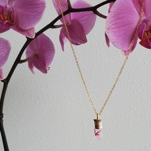Mini Paper Origami in a Bottle on a Gold Chain Nec
